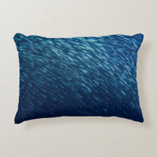Underwater Sea Fish School Abstract Accent Pillow
