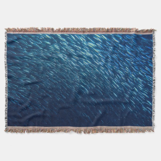 Underwater Sea Fish School Abstract Throw Blanket (Front)