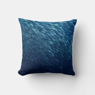 Underwater Sea Fish School Abstract Throw Pillow