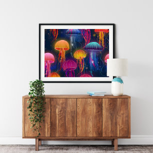 Underwater Sea Jelly Fish For Home Canvas Print