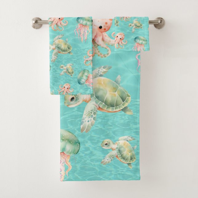 Underwater Sea Life  Bath Towel Set (Insitu)