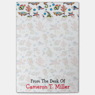 Underwater Sea Life Pattern Add Your Name Post-it Notes
