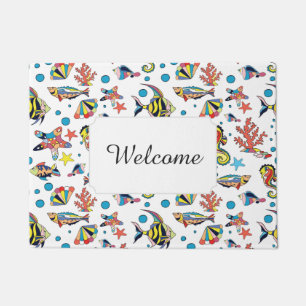 Underwater Sea Life Pattern Add Your Text Doormat