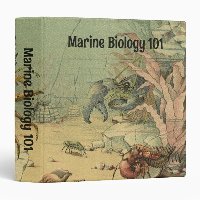 Underwater Sea Life Shrimp, Vintage Ocean Animals Binder (Front/Spine)