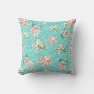 Underwater Sea Life Throw Pillow
