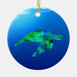 Underwater Sea Turtle Ceramic Ornament