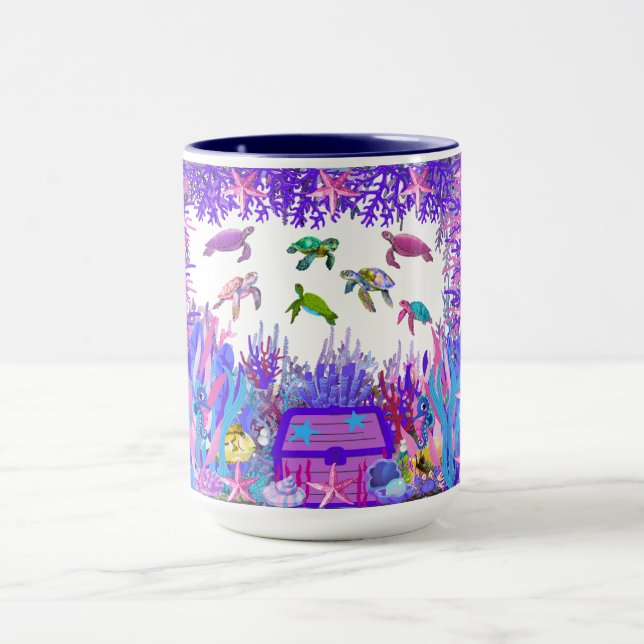 Underwater Sea Turtle Friends Coffee Mug (Center)