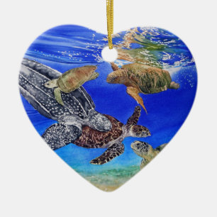 Underwater Sea Turtles Art Endangered Species Ceramic Ornament