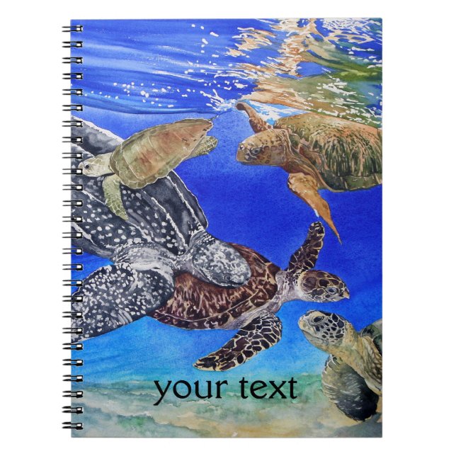 Underwater Sea Turtles Art Endangered Species Notebook (Front)