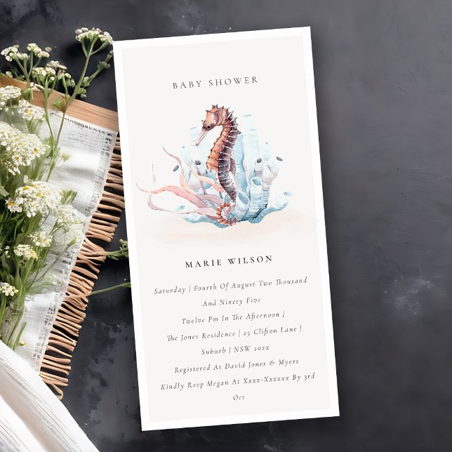 Underwater Seahorse Seaweed Baby Shower Invite (Creator Uploaded)