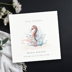 Underwater Seahorse Seaweed Coral Baby Shower Napkin
