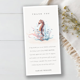 Underwater Seahorse Seaweed Coral Baby Shower Thank You Card
