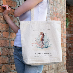 Underwater Seahorse Seaweed Coral Wedding Tote Bag