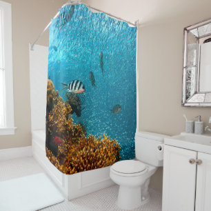 Underwater Shower Curtain With Coral And Fish