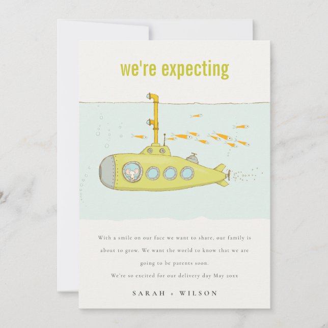 Underwater Submarine Baby Expecting Announcement (Front)