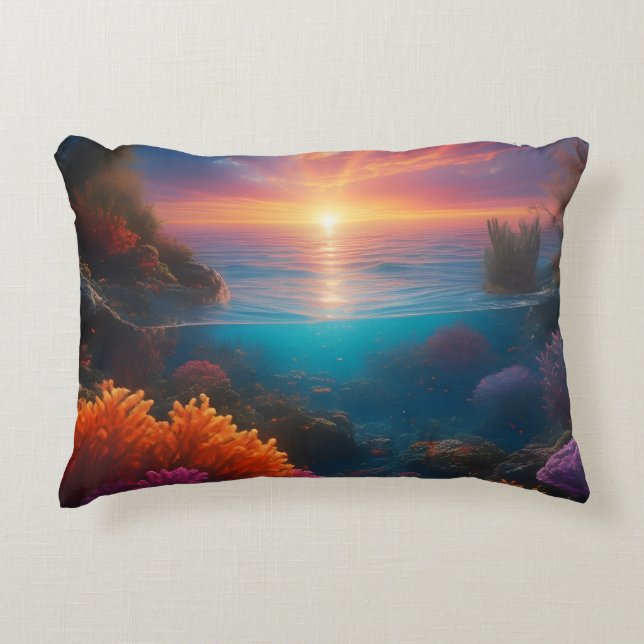 Underwater Sunset Tropical 1 Accent Pillow (Front)