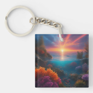 Underwater Sunset Tropical 1 Keychain