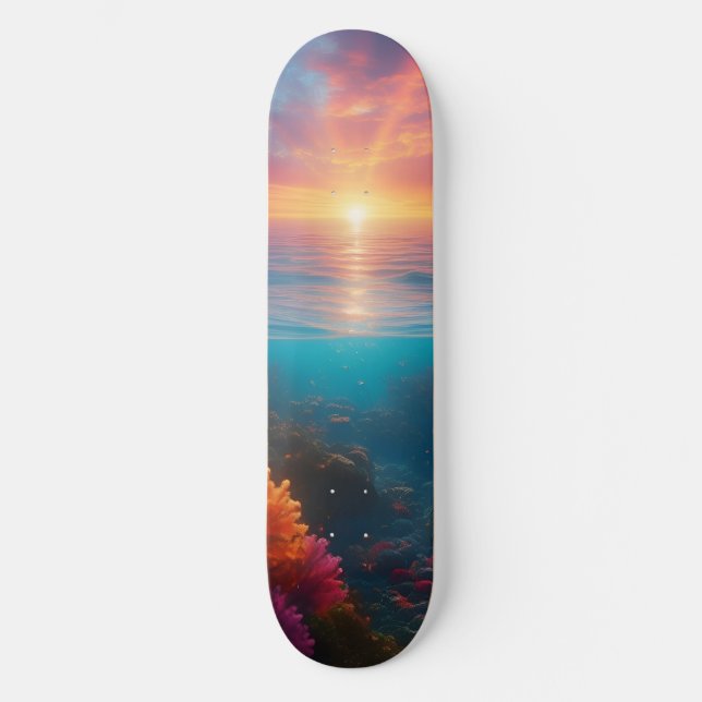 Underwater Sunset Tropical 1 Skateboard (Front)