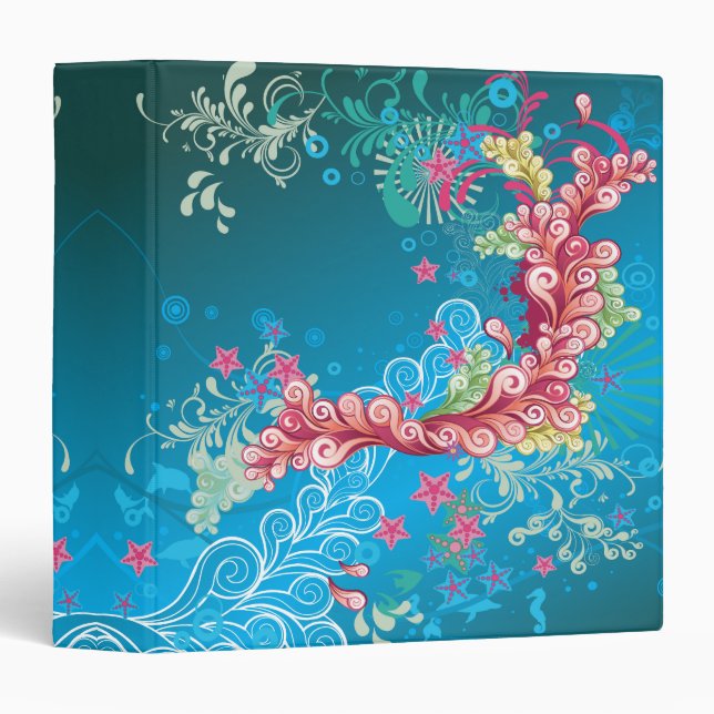 underwater swirl bliss abstract notebook binder (Front/Spine)