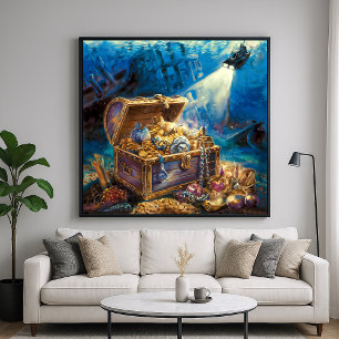 Underwater Treasure - Painterly illustration Style Poster