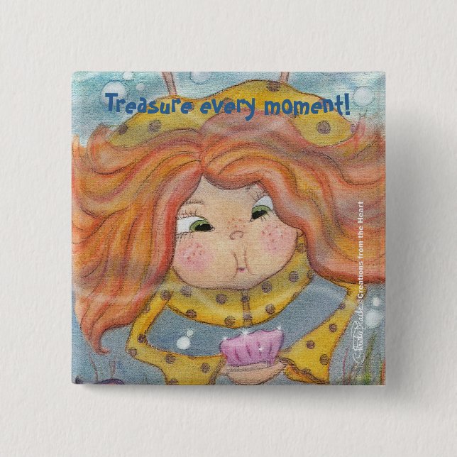 Underwater Treasures 2 Inch Square Button (Front)