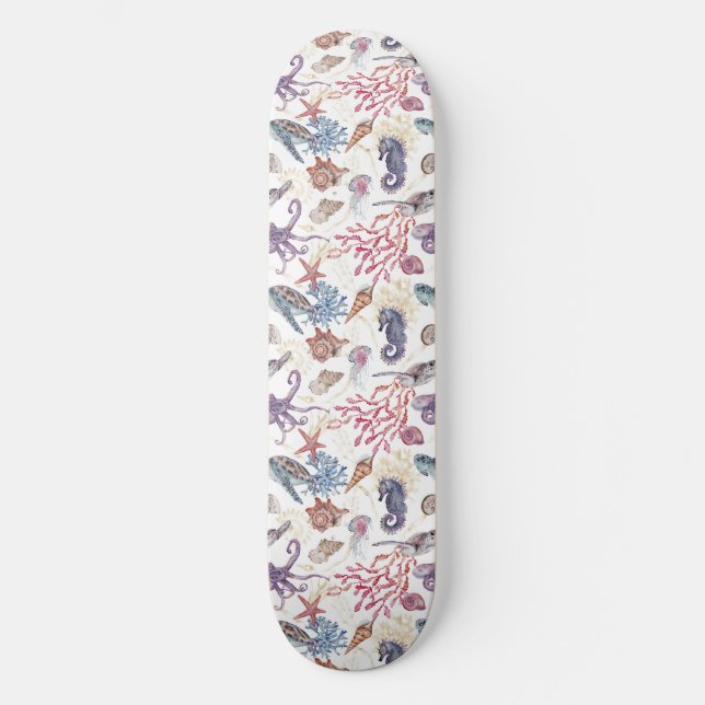 Underwater Watercolor Composition Series Design 1  Skateboard (Front)