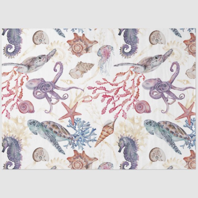 Underwater Watercolor Composition Series Design 1 Tissue Paper (Front)