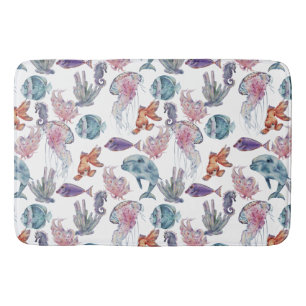 Underwater Watercolor Composition Series Design 2  Bath Mat