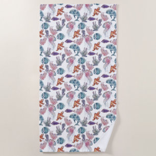 Underwater Watercolor Composition Series Design 2  Beach Towel