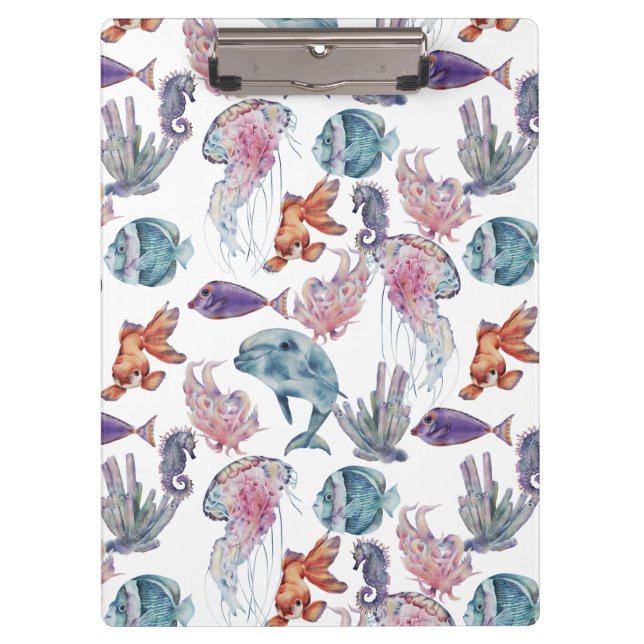 Underwater Watercolor Composition Series Design 2  Clipboard (Front)