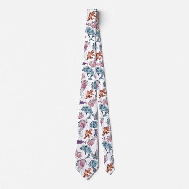 Underwater Watercolor Composition Series Design 2 Tie (Front)