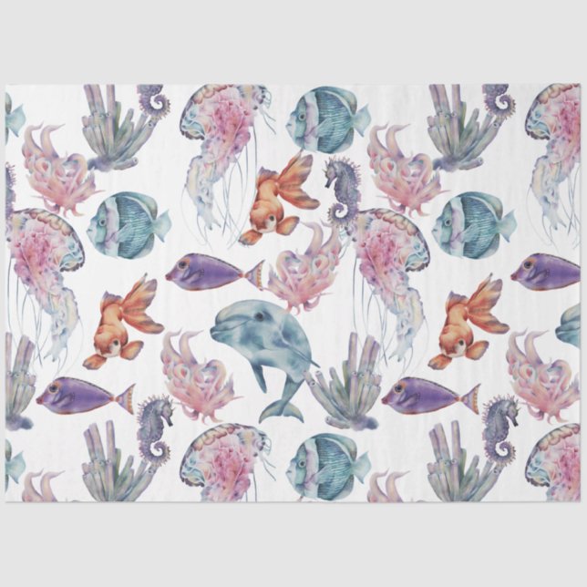 Underwater Watercolor Composition Series Design 2 Tissue Paper (Front)