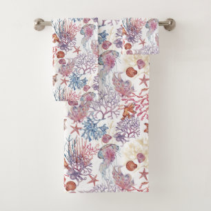 Underwater Watercolor Composition Series Design 3  Bath Towel Set