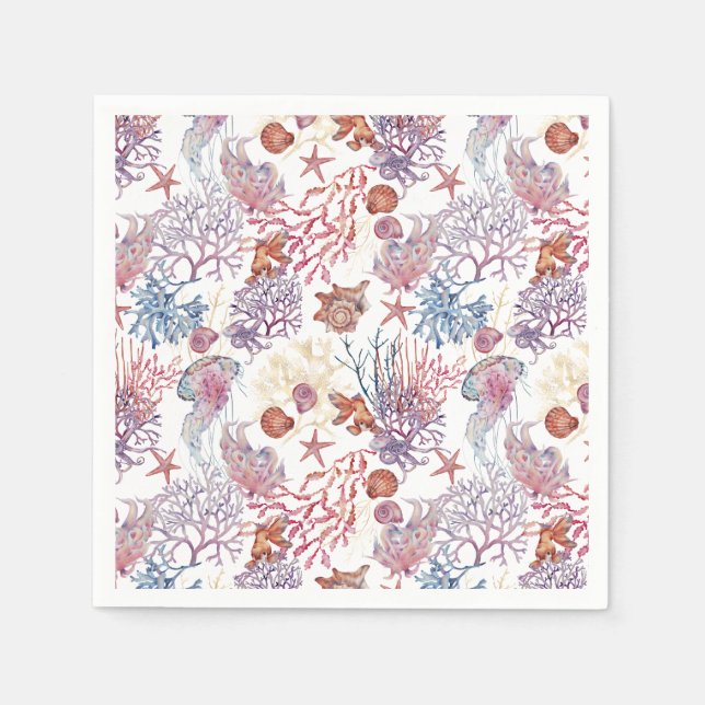 Underwater Watercolor Composition Series Design 3  Napkin (Front)