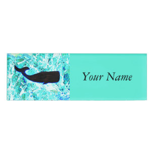 underwater whale swimming Thunder_Cove Name Tag