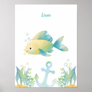 Underwater Whimsy Fish Customizable Poster