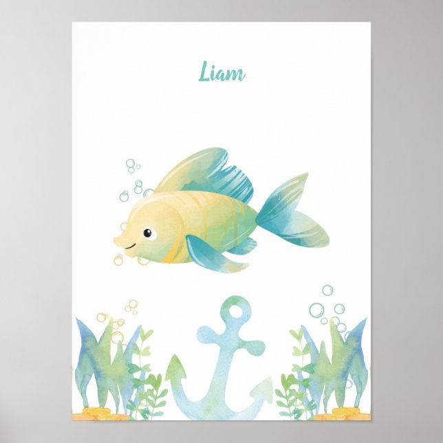 Underwater Whimsy Fish Customizable Poster (Front)