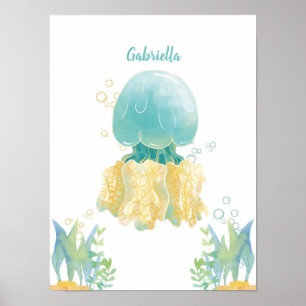 Underwater Whimsy Jellyfish Customizable Poster