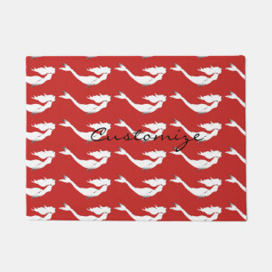 Underwater White Mermaid Swimming Thunder_Cove Doormat