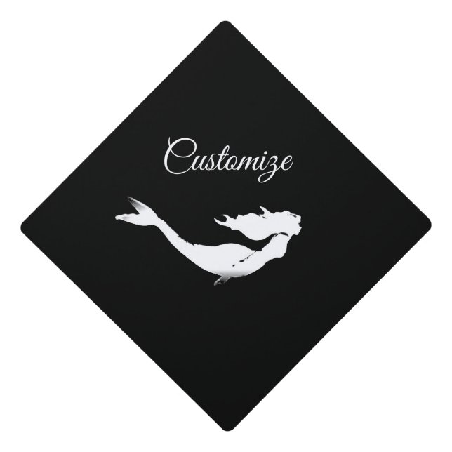 Underwater White Mermaid Swimming Thunder_Cove Graduation Cap Topper (Front)