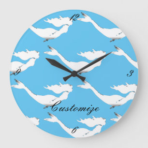 Underwater White Mermaid Swimming Thunder_Cove Large Clock