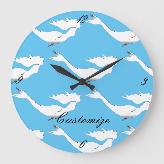 Underwater White Mermaid Swimming Thunder_Cove Large Clock (Front)