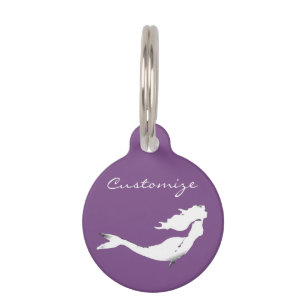 Underwater White Mermaid Swimming Thunder_Cove Pet Tag