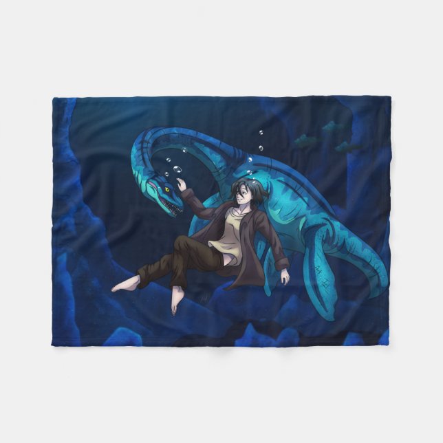Underwater with a Plesiosaurus Fleece Blanket (Front (Horizontal))