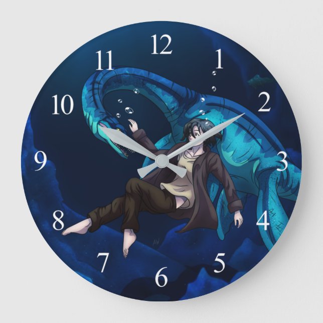 Underwater with a Plesiosaurus Large Clock (Front)
