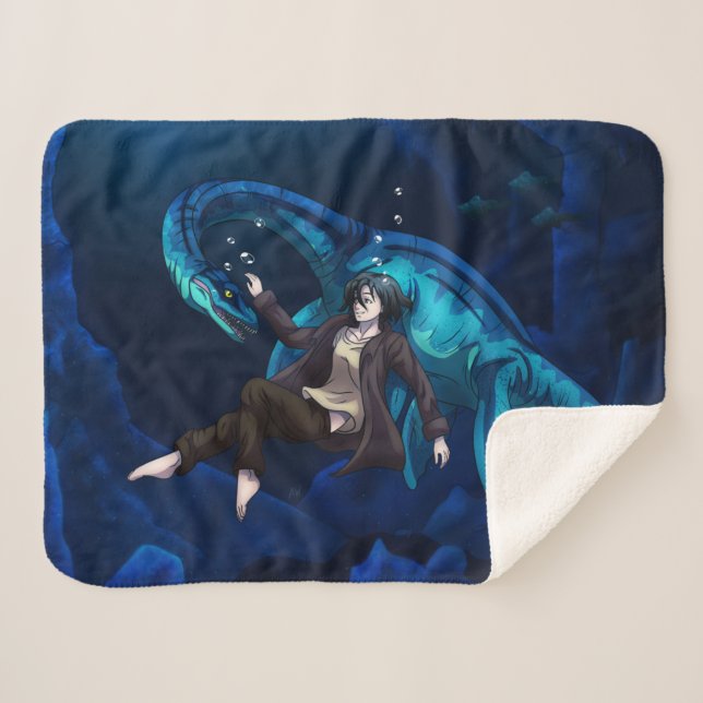Underwater with a Plesiosaurus Sherpa Blanket (Front (Horizontal))