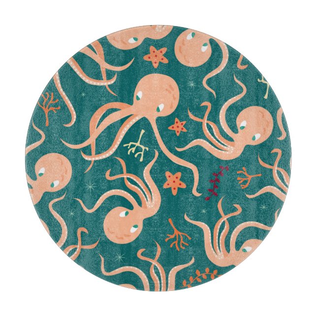 Underwater Wonders: Octopus Starfish Dance Cutting Board (Front)