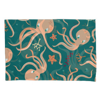 Underwater Wonders: Octopus Starfish Dance Pillowcase