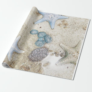  underwater world of colored starfish wrapping pap paper