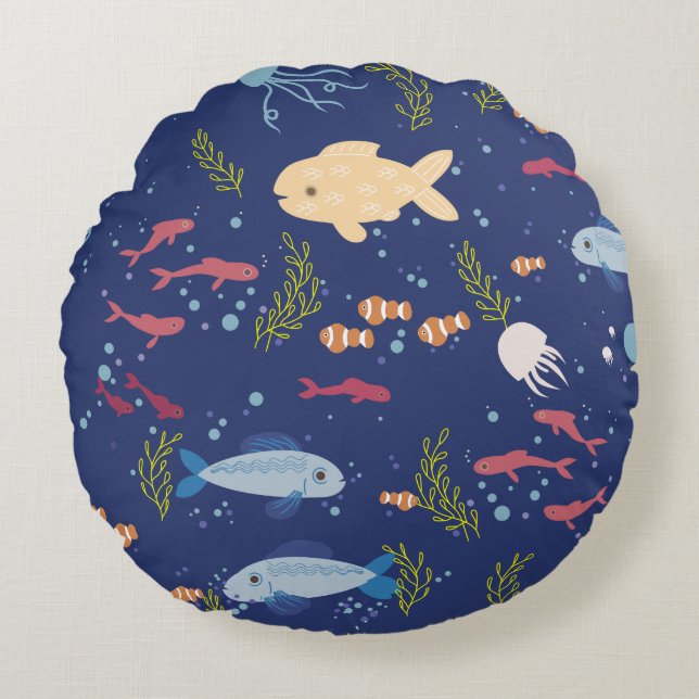 Underwater world round pillow (Front)